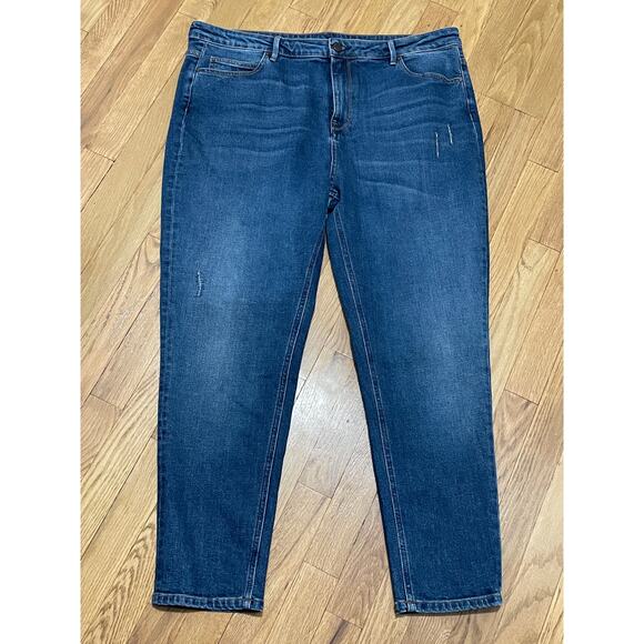 Wrap London Denim Slight‎ Distressing Tapered Medium Wash Jeans Women's 16 - Picture 1 of 6